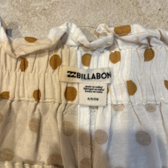 Billabong Cream High Waisted Flowy Beach Shorts S Gold Polka Dots - Picture 3 of 7